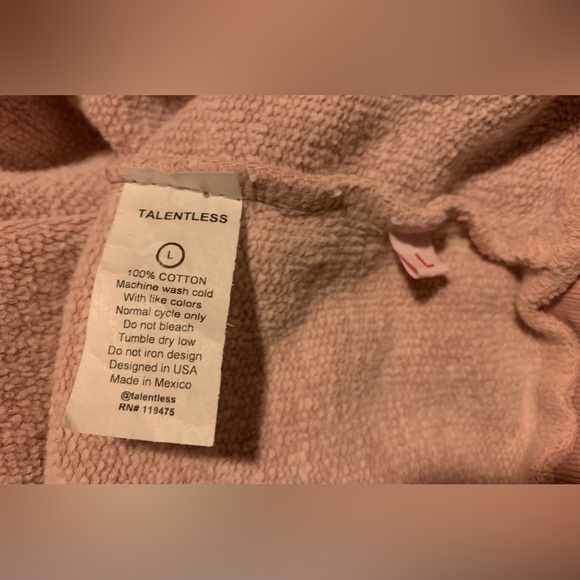 Talentless Heavyweight Pullover Hoodie Dusty Rose/Pink Size Large 100% Cotton - Picture 6 of 6